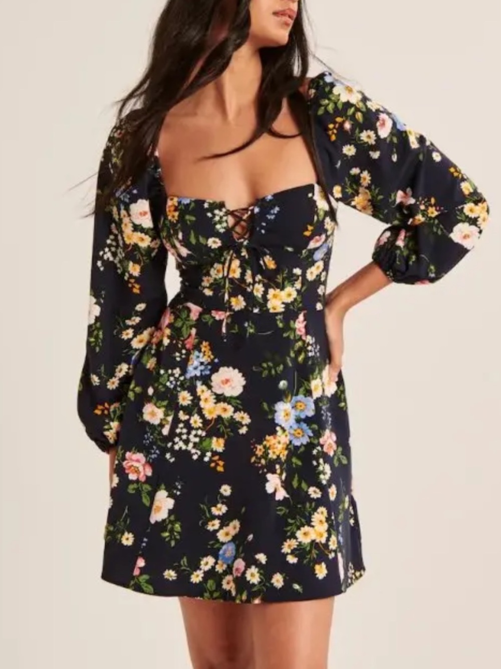 Abercrombie Floral Lace-Up Dress